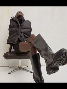 H&M Black Over-The-Knee Boots with Lug Sole